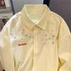 Printed women's shirt-fashionable button design-loose casual shirt