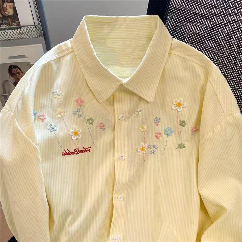 Printed women's shirt-fashionable button design-loose casual shirt