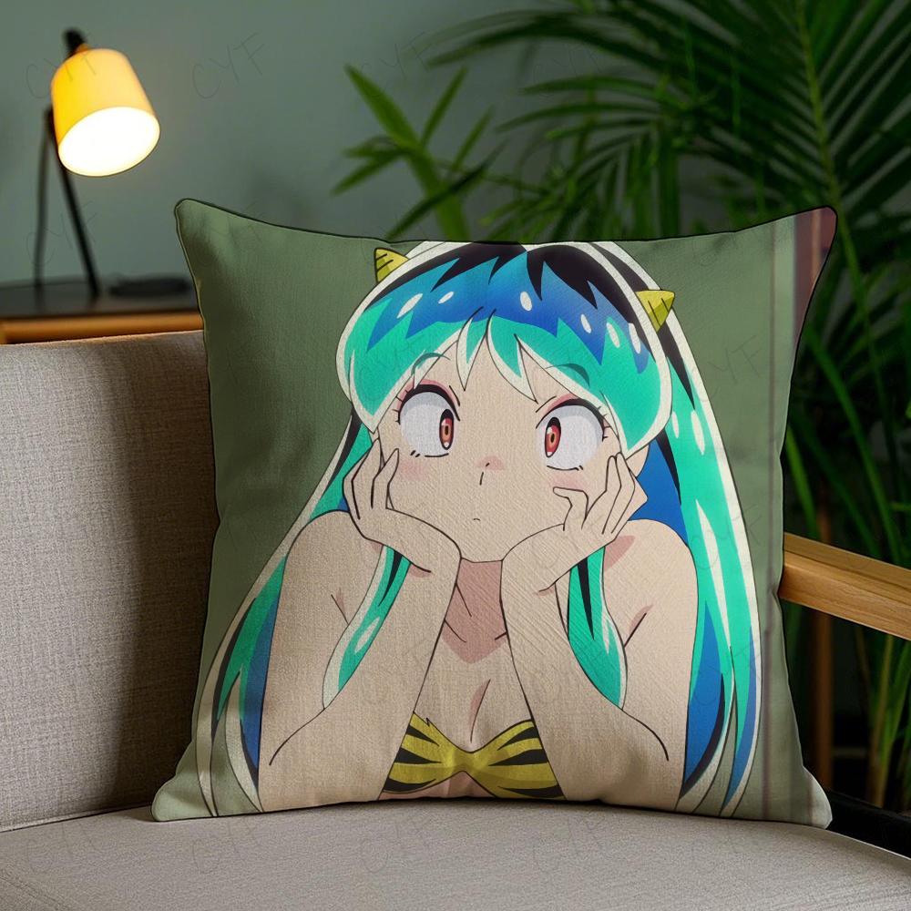 Urusei Yatsura Anime Game Pillow Case Anti-Dustmite Pillowcase Invisible Zipper Silky Short Plush Sofa Cushion Cover