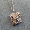 Gothic Punk Sliver Color Stereo Relief Bat Book Pendant Necklace for Men Women Halloween Party Vampire Witch Jewelry Accessory