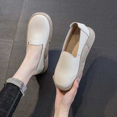 Thick Bottom White Shoes Women's Shoes Casual Single Shoes Leather Board Shoes