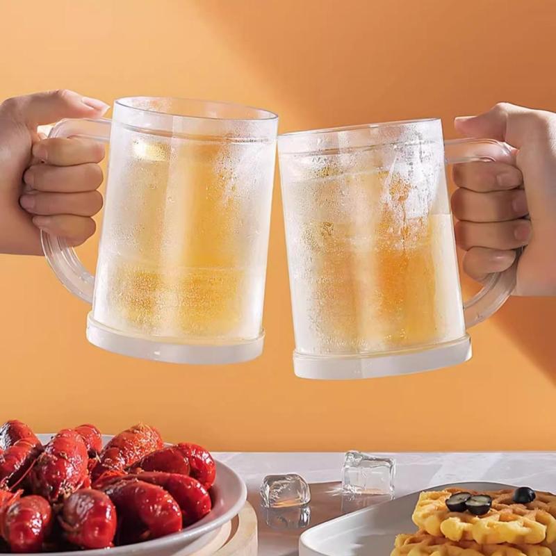 Ice Coffee Cup Freeze Beer Glasses Plastic Double Interlayer Ice Beer Cup Large-Capacity Beverage Ice Mugs Home Drinkware