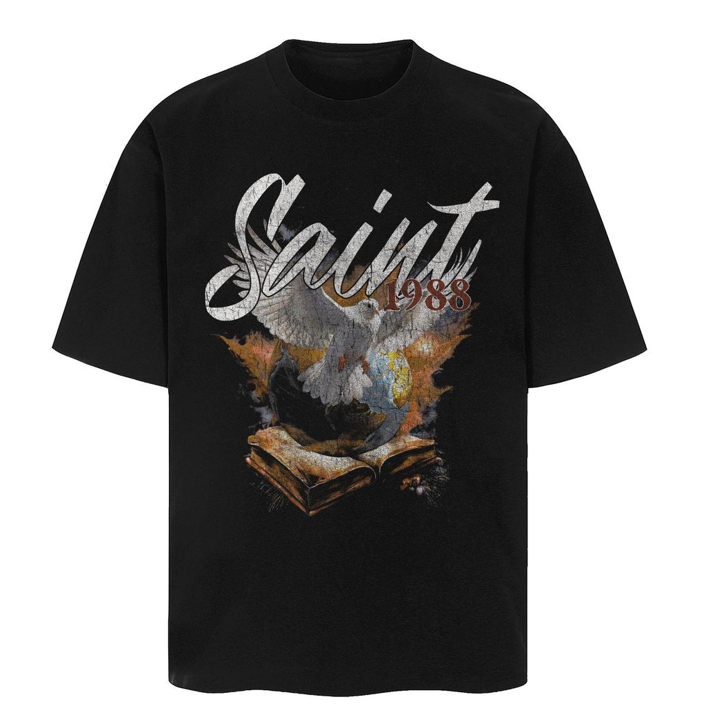 Streetwear Letter Graphic Black T-Shirt Cotton Unisex Tops Tees Summer Short Sleeves T Shirt