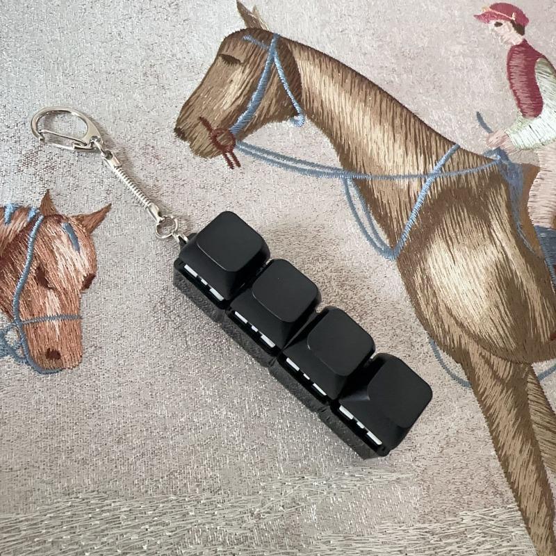 4Keys Keyboard Key Irritability Toy, Finger Pressure Relief Button, Adult Offi Stress-relieving and Calming Key Chain Gift