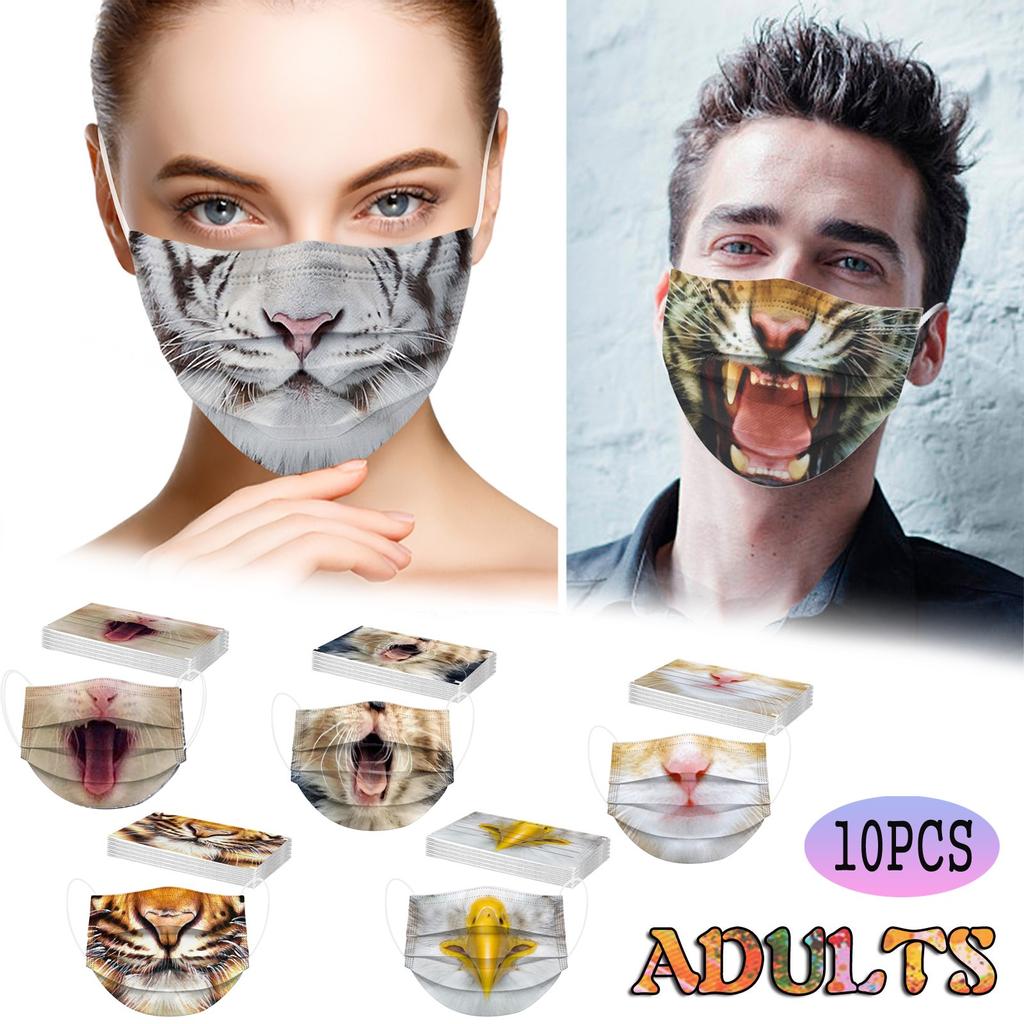Adult Funny Animals Printing Three Layer Protective Breathable Mask