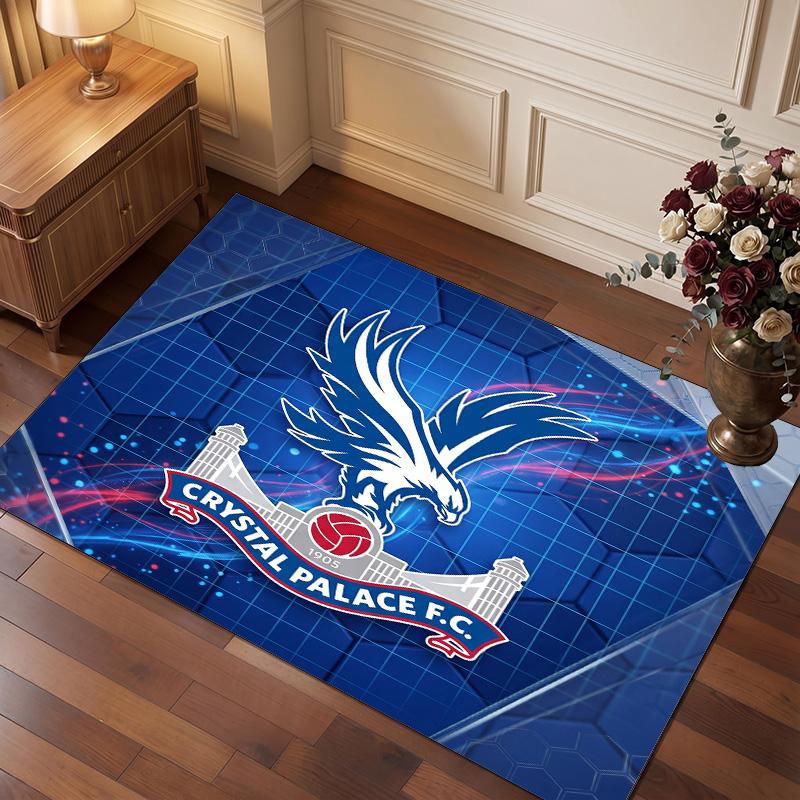 Crystal Palace Football Print Crystal Velvet Rug, Comfortable Water Absorbent Non Slip Indoor Floor Carpet