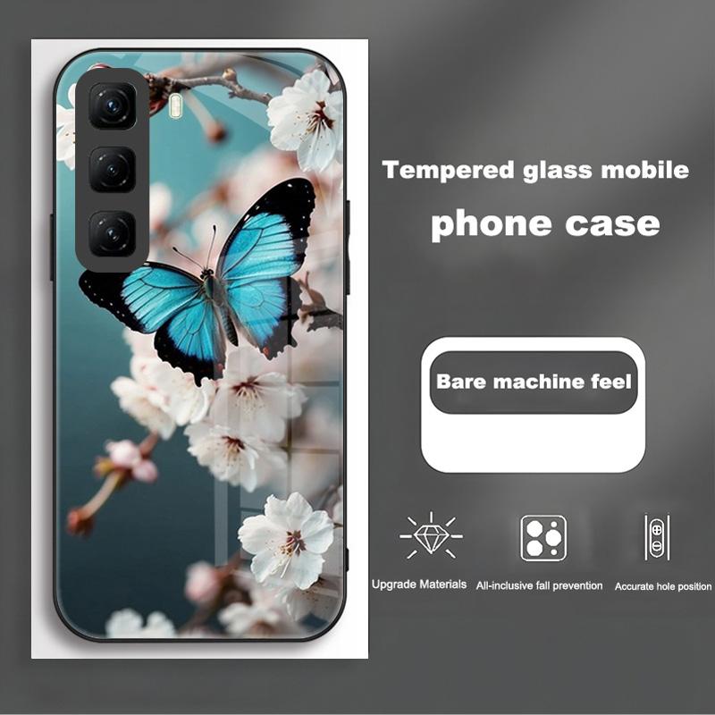 Handyhülle Für Infinix Hot 50 Pro Plus Hülle Harte PC Stoßfeste Abdeckung Gehärtetes Glas Hülle Hot 50 Pro+ Vollständige Schutzhülle Funda
