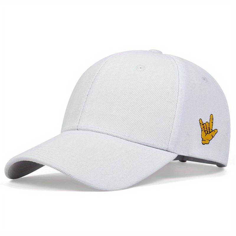 

Unisex Side Finger Embroidery Baseball Caps Spring And Autumn Outdoor Adjustable Casual Hats Sunscreen Hat білий