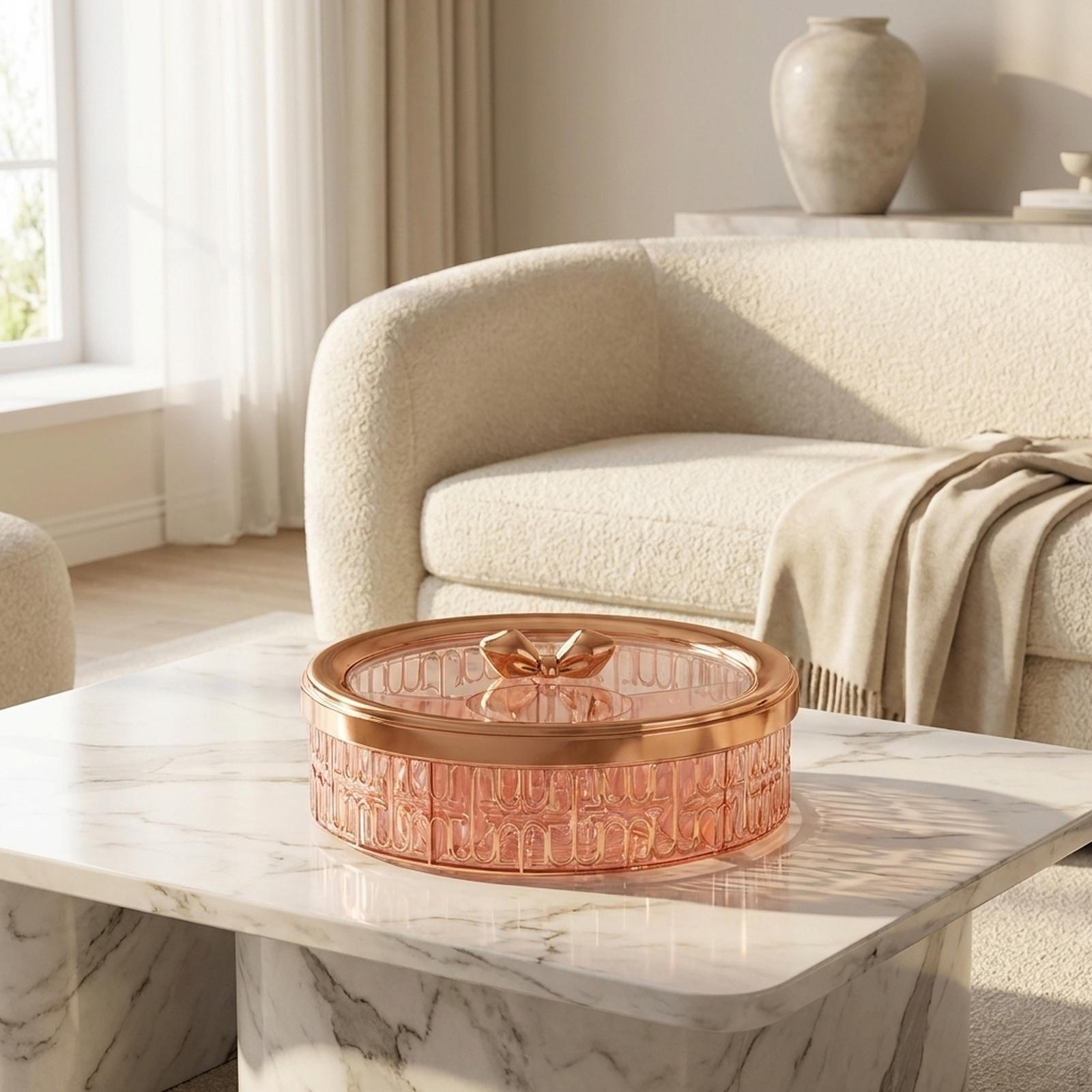 

Раздельный поднос для подачи, Миска для конфет и орехов, Вращающаяся миска для сухофруктов с ручками, розового золота