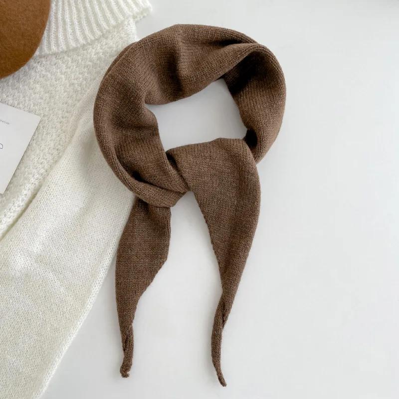 Sweet Knitted French Headscarf Warm Triangle Scarf Women's Korean Versatile Solid Small Shawl Scarf Neck Shoulder Protection