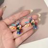 Beautiful Bird Starts the Spring, Colorful Fashion Retro Mid-century Style Ins Network Sense Earrings