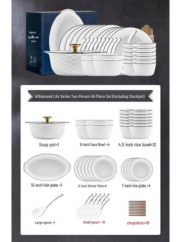 Kangmo Instagram-Style 49-Piece Ceramic Dinnerware Set