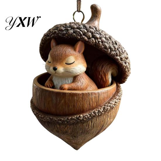 Festive Tree Decoration Forest Animal Acorn Hanging Ornaments Acrylic Christmas Decor with Holiday Home Ornament Squirrel Rabbit Pony Designs 2D Flat
