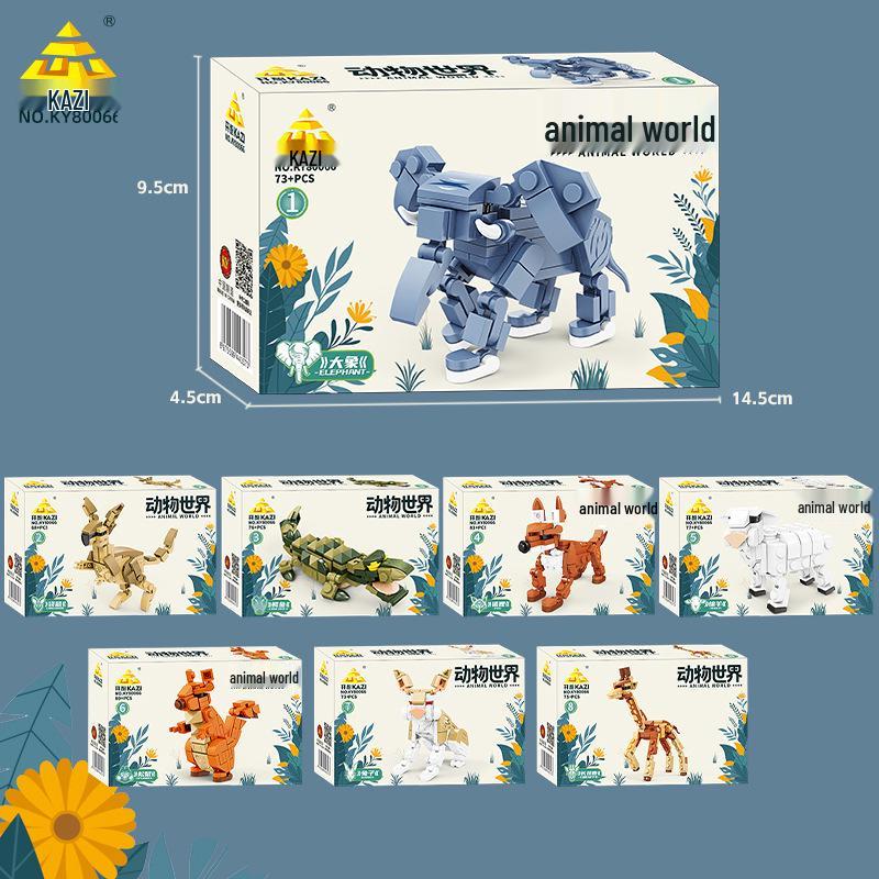 Kai Zhi Animal World Building Blocks: Elephant & Squirrel Model Educational Toy for Kids