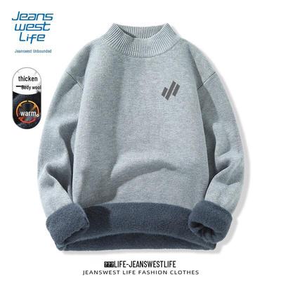 Jeanswest Men's Fleece-Lined Mock Neck Pullover Sweater