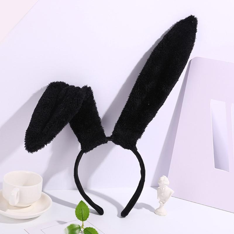 Adult Teens Cute Christmas Rabbit Ears Shape Headband Plush Hair Hoop Makeup Live Broadcast Cosplay Party Headpieces