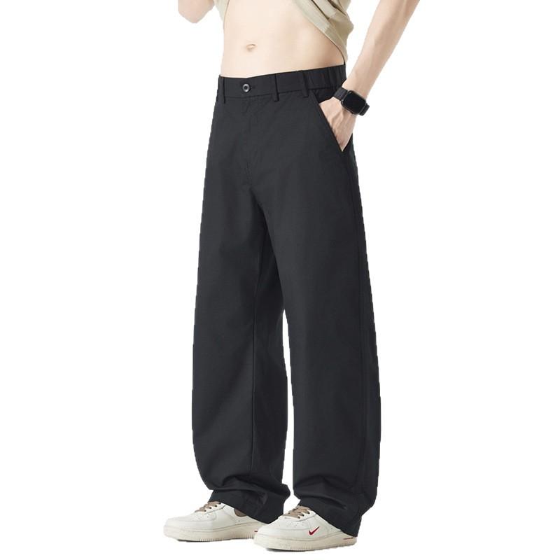 American Solid Color Simple Trendy Brand Old Money Style Casual Pants Men's Trendy Versatile Loose Wide-leg Straight Trousers