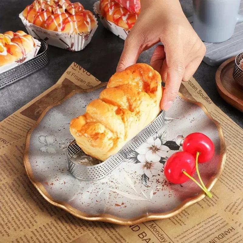 6Pcs Oval Perforated Tart Rings -Stainless Steel Tart Ring Molds For Professional Pastry Cake Molds Tart Rings Baking Molds