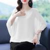 Loose Chiffon Top for Women New Plus Size Round Neck Batball Sleeves Summer Blouse Solid Color Women's Short Sleeved Casual Fashion Elegant T Shirts