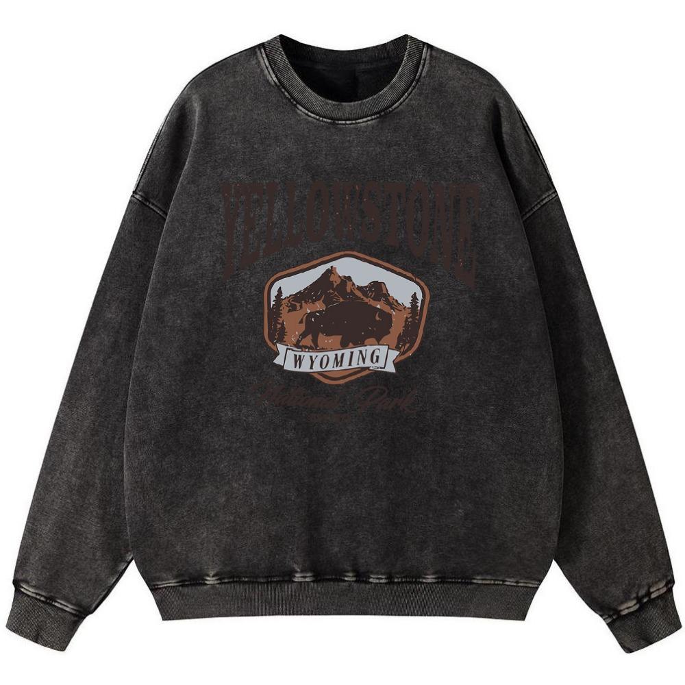 

Хлопковый свитшот Yellowstone Park Printing для женщин, винтажный, выстиранный, тонкий, с круглым вырезом, винтажный оверсайз, с капюшоном 3XL