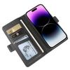 For iPhone 14 Pro Wallet Case with Dual Magnetic Clasp Litchi Textured Leather Flip Stand Phone Cover