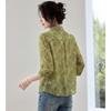 Women's Elegant Floral Print Seven-Sleeve Blouse