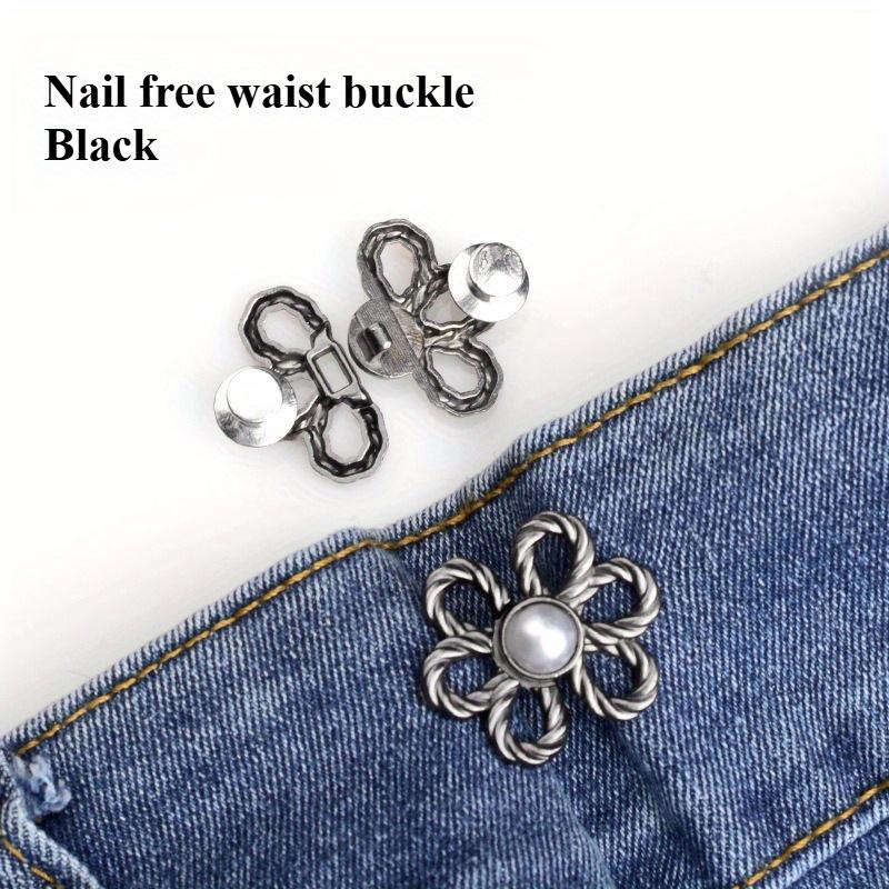 2pcs Adjustable Waist Elastic Pants Buckle Flower Shape Clip,Suitable for T-Shirts,Trousers,No Sewing Required,Easy To Remove