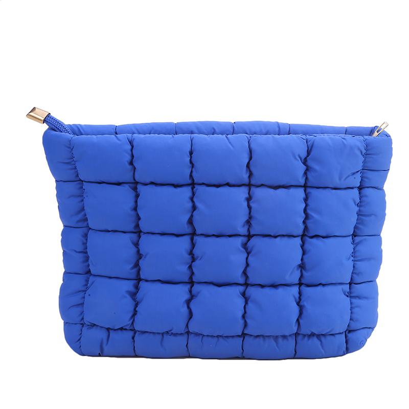 Women Cosmetic Pouch  Quilted Makeup Pouch Large Capacity Makeup Organizer Tote Bag Solid Color Cosmetic Handbags