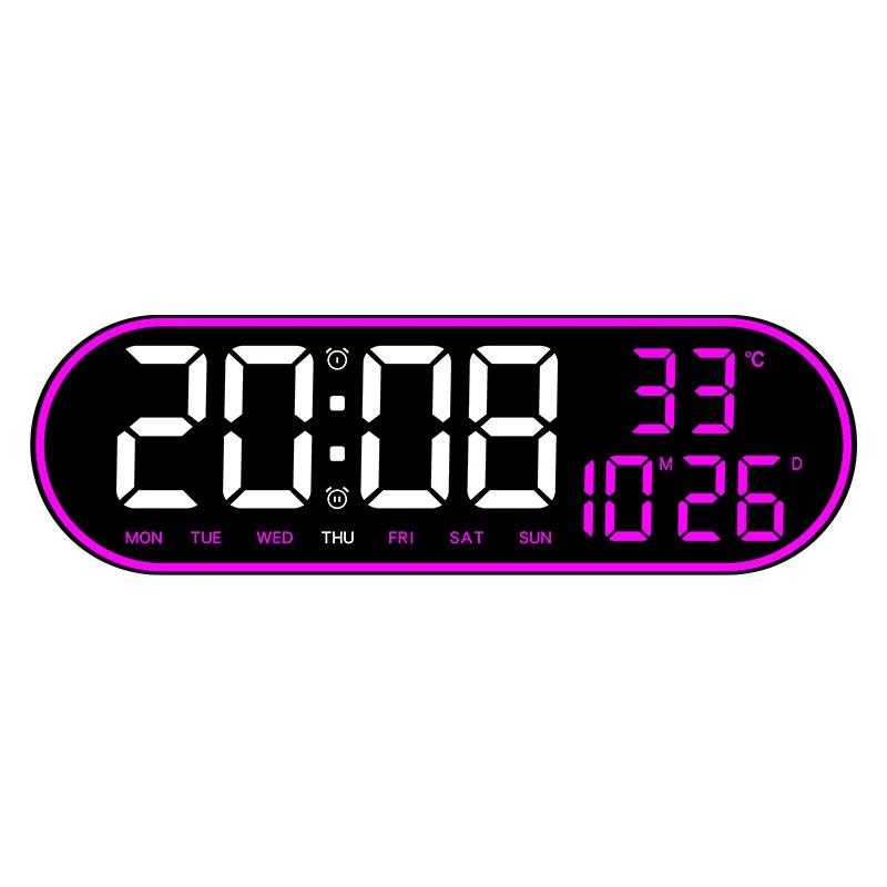 15-inch LED Digital Wall Clock Snooze Clock Color Outer Frame Temperature Date Week Display Remote Control Electronic Mute Clock