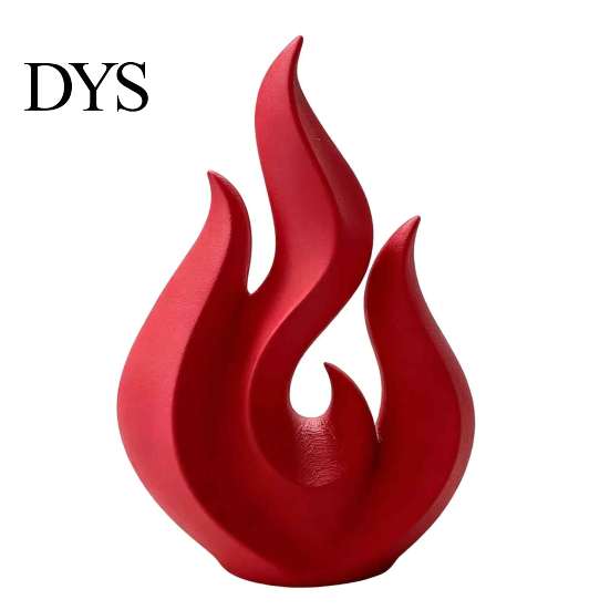 Einzigartige Schreibtischkunst 3D-gedruckte Flammen-Skulptur, Mattrote Hohlstatue, Stilvolles Dekor Minimalistisches Ornament für Büro Heim Schreibtischzubehör
