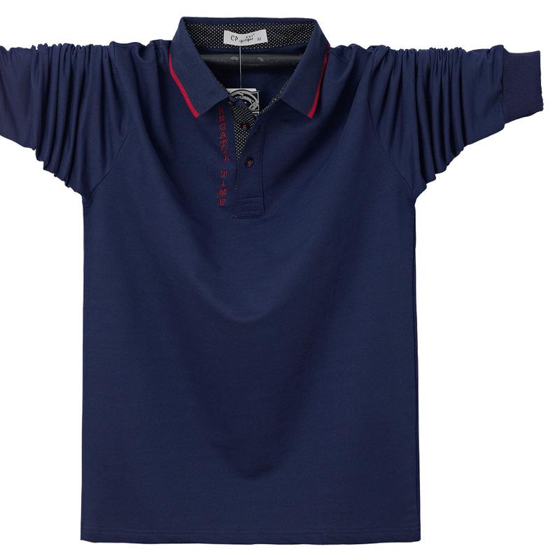 Extra Large Men's Long Sleeve Polo Shirt - Turn-Down Collar, Plus Size, Loose Fit, Business Style