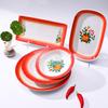 ZISIZ Melamine Red Double Happiness Round Deep Plate
