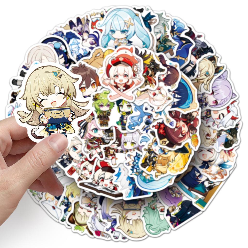 50 Cute Genshin Impact Graffiti Stickers for Game Decoration - Perfect for Water Cups, Mobile Phones & Computers