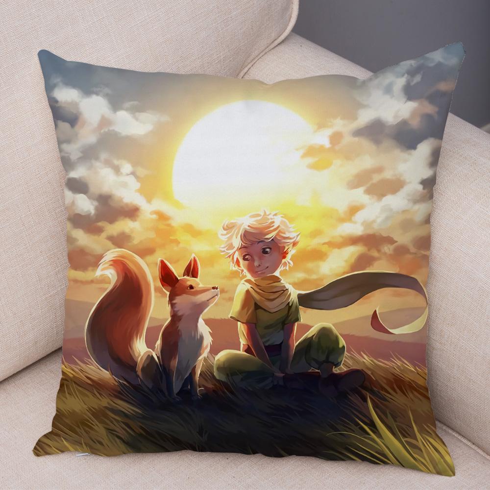 Little Prince Cushion Cover Decor France Anime Cartoon Print Pillow Case for Sofa Home Children Room Soft Plush Throw Pillowcase