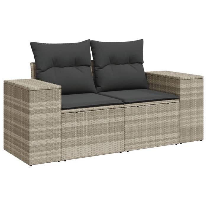 VidaXL Garden Sofa 2 Seater and Cushions, Seat with Cover, Outdoor Patio Balcony Terrace Furniture, Light Grey 366198