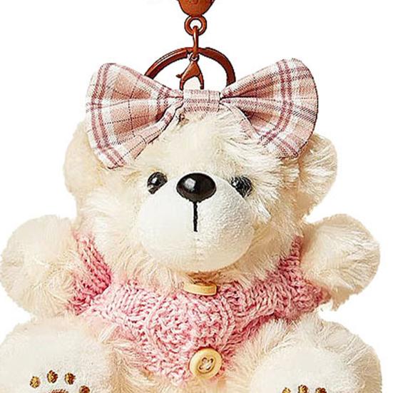 Niedlicher Plüschbär Schlüsselanhänger für Frauen Stofftier Taschenanhänger für Handtasche Rucksäcke Geldbörsen Gepäckanhänger Accessoire