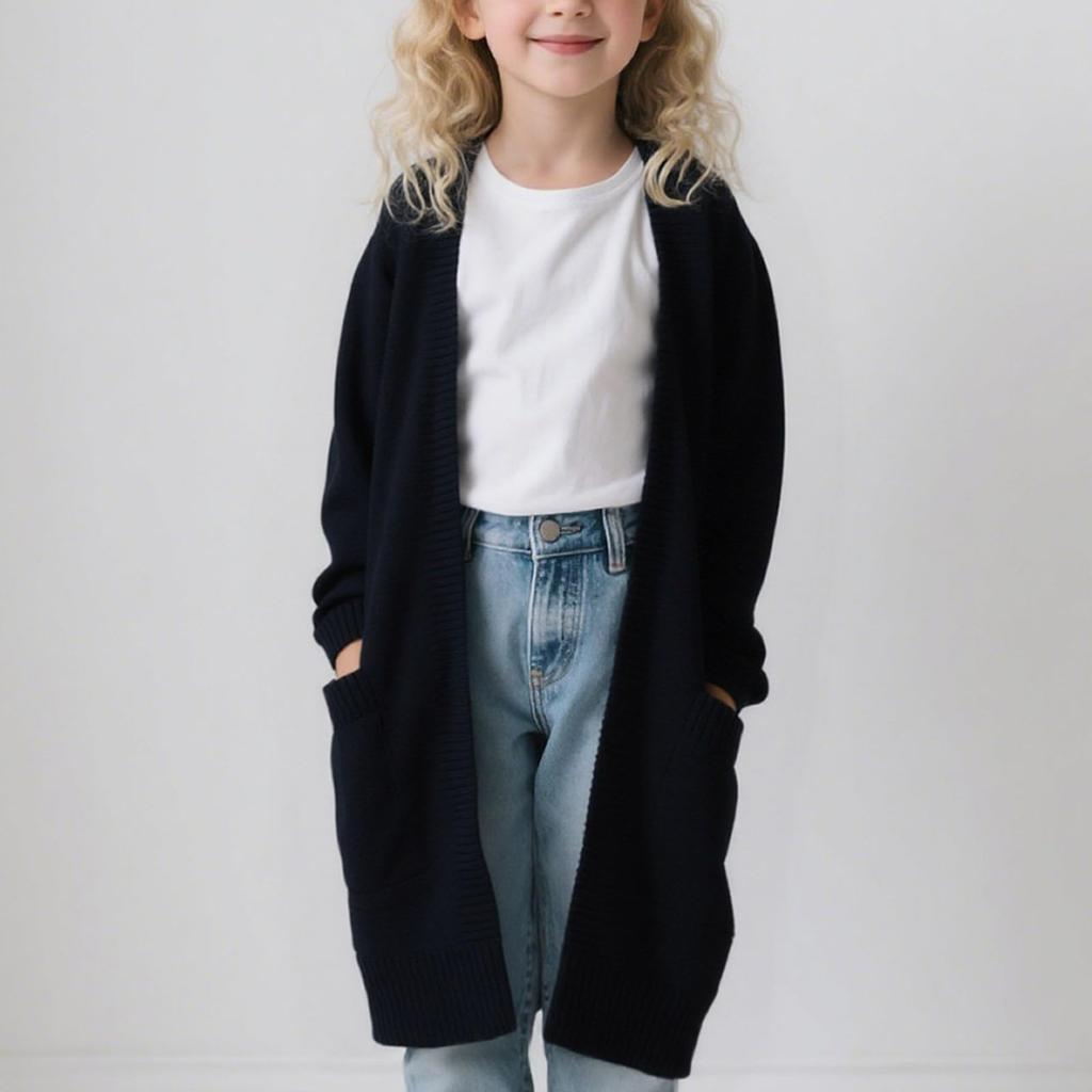 Damenmode - Farbiger übergroßer Strickcardigan mit Tasche, langer Pullover, Freizeitjacke