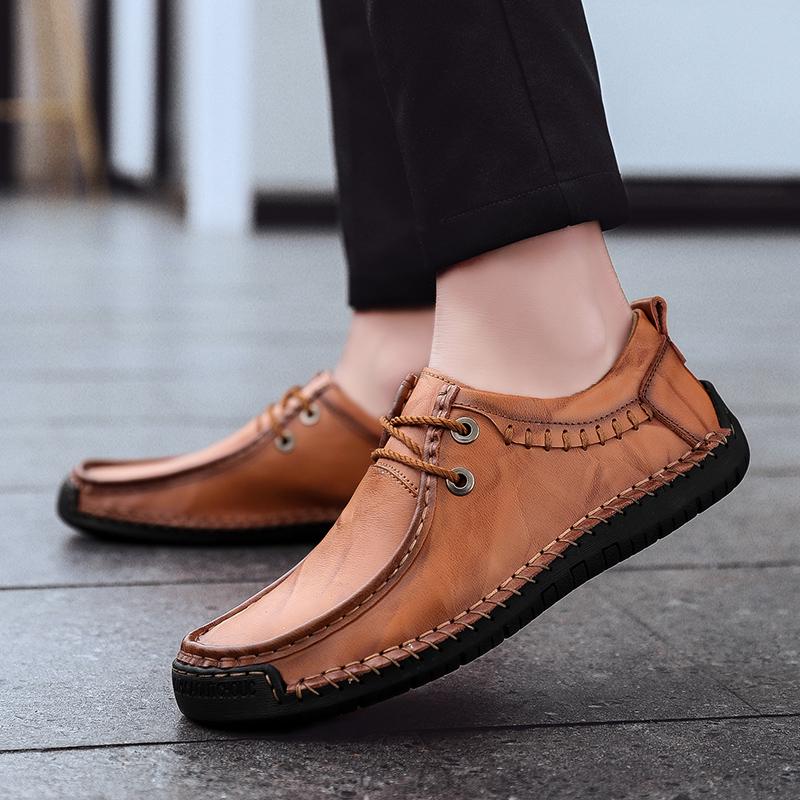 FashionMen Leather Shoes Casual Handmade Soft Men Sneakers Breathable Driving Shoes Designer Men Loafers Dropship Moccasins Shoes 38-48