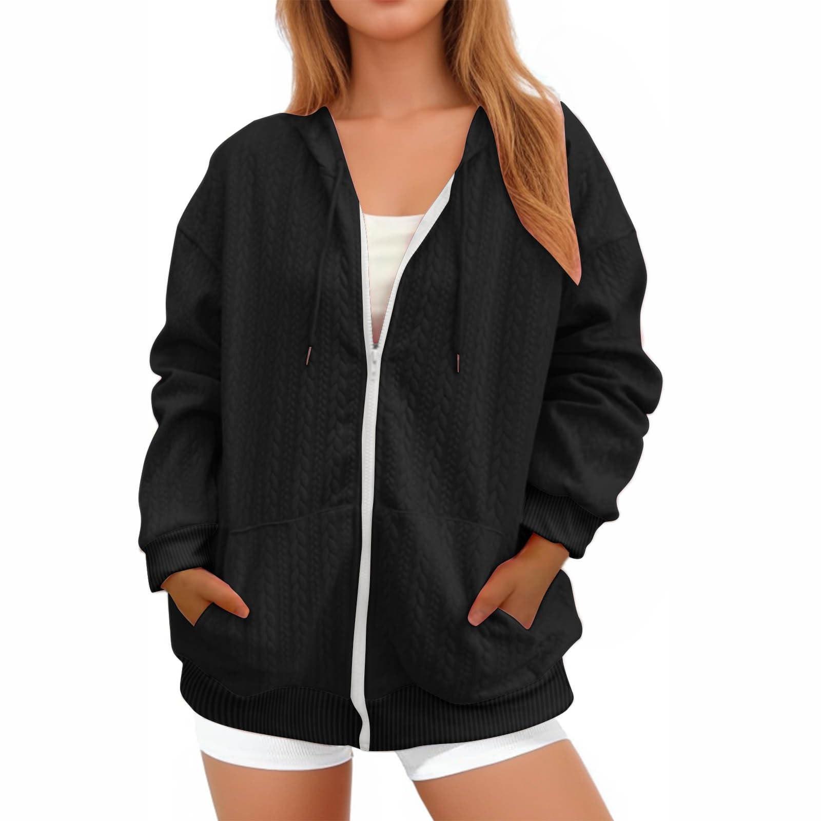 Женская толстовка на молнии женская осенняя модная блузка легкая толстовка с капюшоном куртка с карманами M чёрный 4144₽