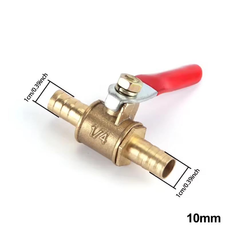 4pcs/set 6mm-8mm-10mm-12mm Hose Barb Inline Brass Water Oil Air Gas Fuel Line Shutoff Ball Valve Pipe Fittings