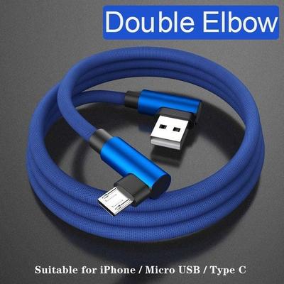 Extra langes, gebogenes, geflochtenes USB-Kabel vom Typ L für iPhone, Samsung L, Huawei L, Schnellladekabel, Micro-C-Typ-USB-Kabel
