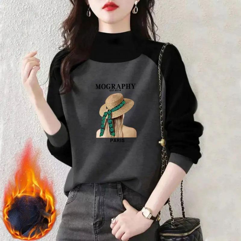 A Loose and Fashionable Long-sleeved Semi-high-neck Sweatshirt for Women, Which Is Slimming, Warm and Makes Them Look Younger
