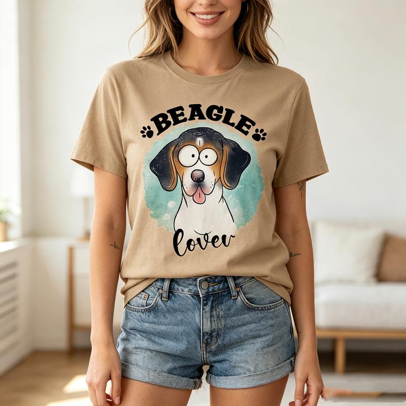 Vintage Beagle Lover Tee Cute Beagle Dog Face Print Unisex Unisex Cotton Short Sleeve Trendy Streetwear Gift For Dog Owners