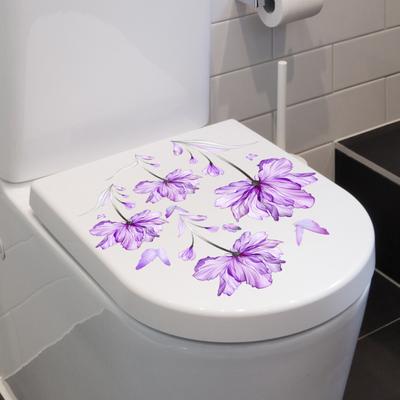 Toilet Sticker Vibrant Color Flower Sticker Long-lasting Waterproof PVC Wall Decals for