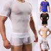 Men's Slim Fit Sexy Mesh Sheer Short Sleeve Gym Tops Chic And Stylish T-shirt