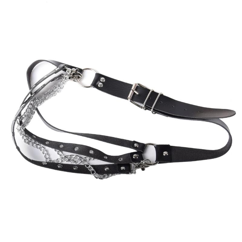 

Trendy Gothic Alternative Waist Belt With Metallic Decoration Unisex Design Sash For Streetwear And Casual Outfits 1