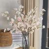 Premium Artificial Cherry Blossom Branch - Realistic Two-Forked Floral Ornament for Indoor Decor and Hotel Reception