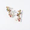 Sweet Shining Flower Earrings Colored Sweet Ear Clips Fashion Rhinestone Flower Earrings  Women