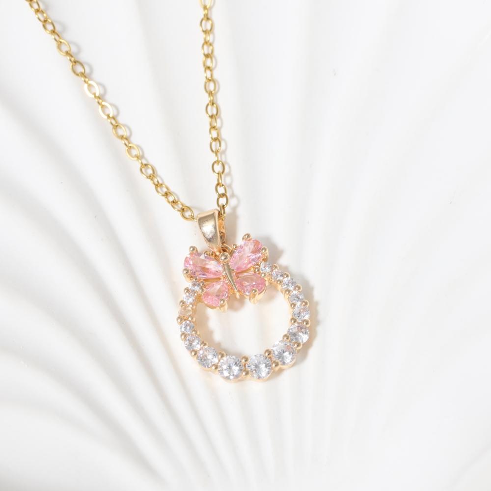 Butterfly Shape Pendant Necklace for Women Golden Stainless Steel Clavicle Chain Wedding Party Daily Wear Jewelry Accessories