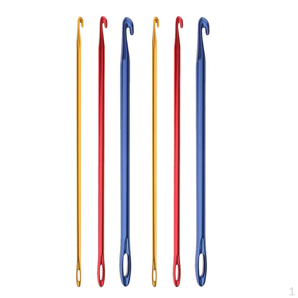 

6шт афганский алюминиевый крючок для вязания крючком инструмент для ручного вязания с резьбовым отверстием